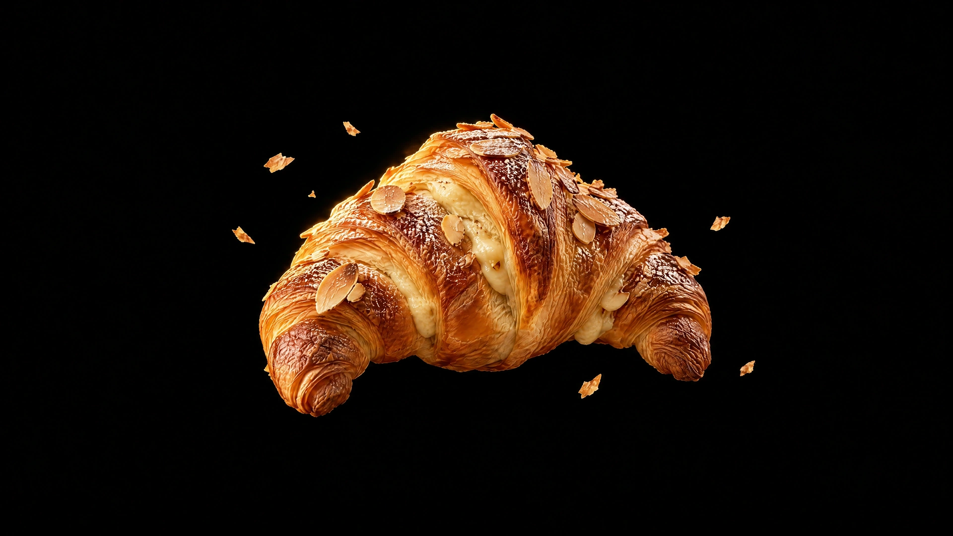 Almond croissant with toasted almond flakes