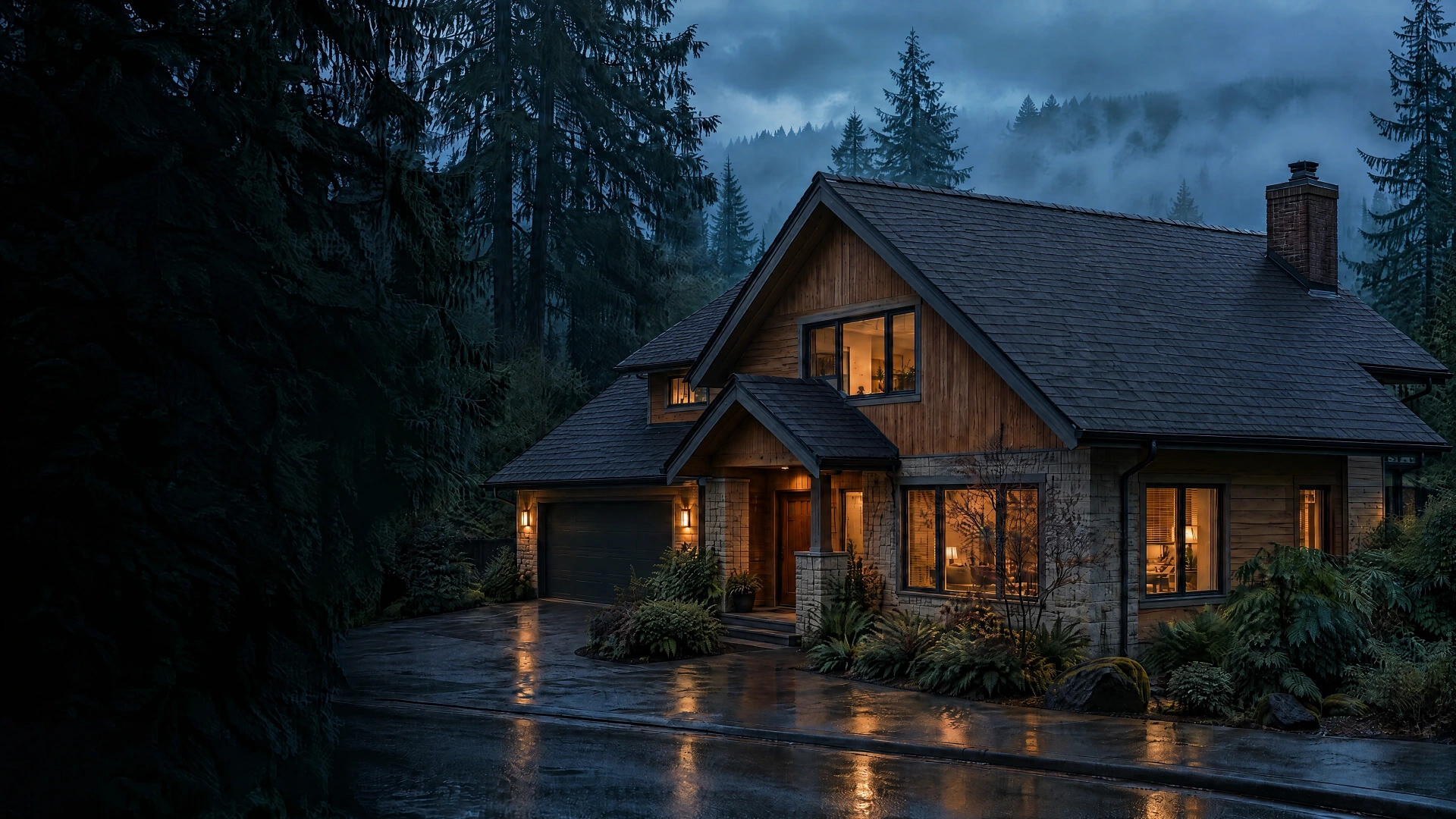 The same home with clean, renewed charcoal shingles